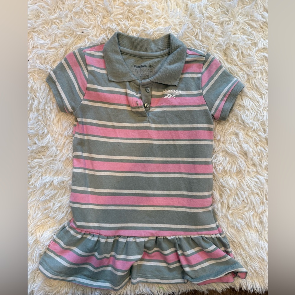 Reebok Kids Polo Dress - Pink and Gray Stripes
